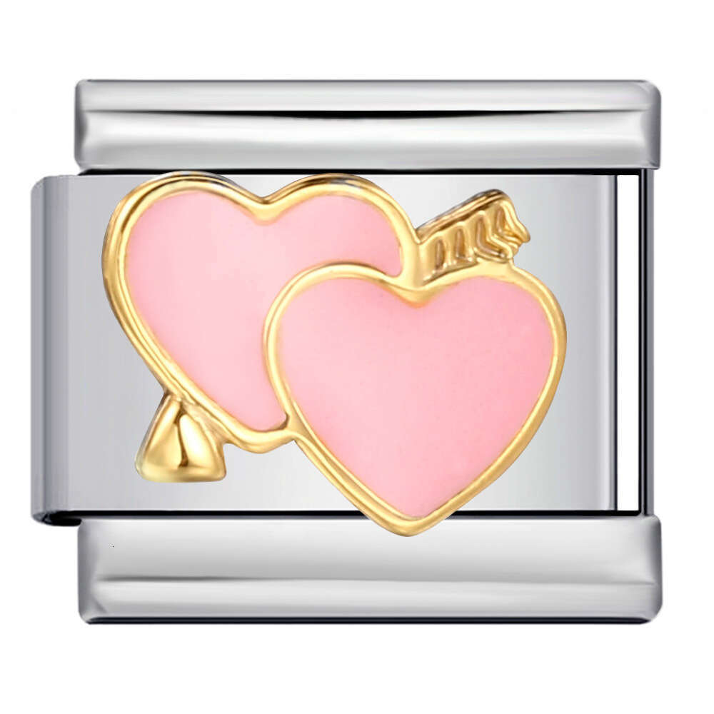 New Valentine's Day Elements Bead Welding Enamel Cartoon DIY Fashion Bracelet Italian Charm Links Fit 9Mm Bracelet Jewelry DIY Making Gifts