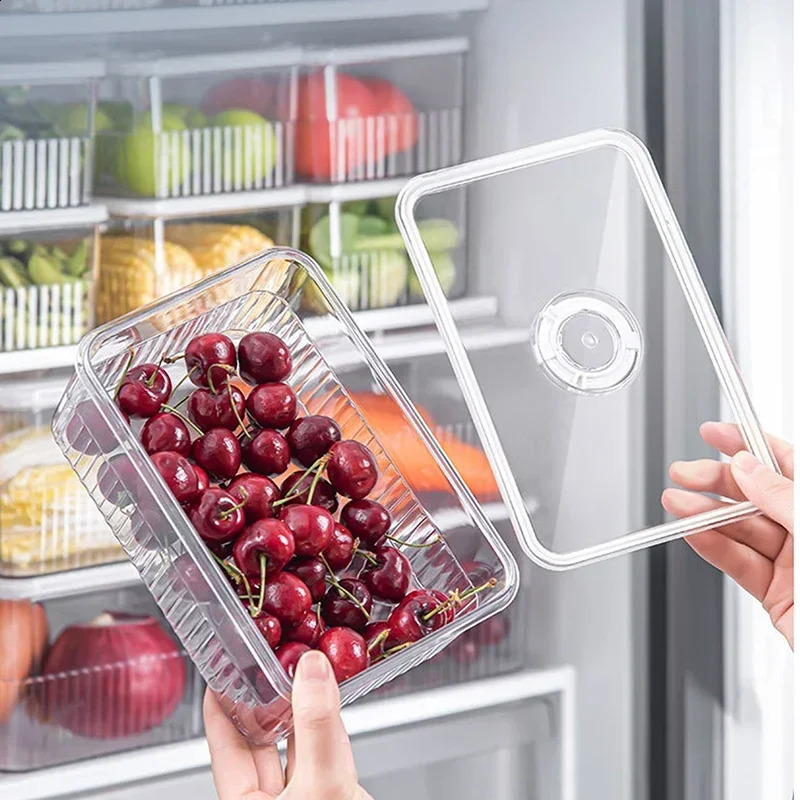 Refrigerator Storage Box Timing Fresh Fridge Organizer Vegetable Fruit Food Storage Containers Pantry Kitchen Organizer 240905
