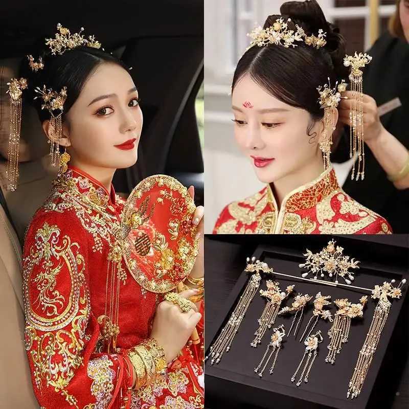 Hanfu Hair Crown Ancient Style Headwear Jewelry Ancient Fashion Tassel Set Chinese Style Bride Headwear Wedding Hair AccessoriesX240913