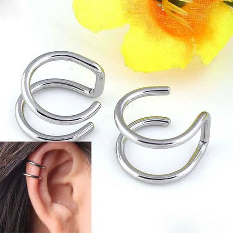 2 Pcs/set Punk Simple Ear Clip Cuff Wrap Earrings For Women Fashion Jewelry Clip-on Earrings Non-piercing Ear Cuff EardropX240913