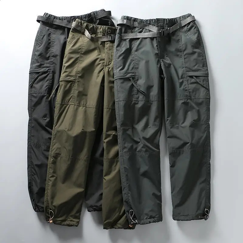S-6XL Tooling Pants Thick Waterproof Fleece Cargo Pants Men Women Winter Outdoor Multi-pockets Loose Straight Overall Trousers 240912