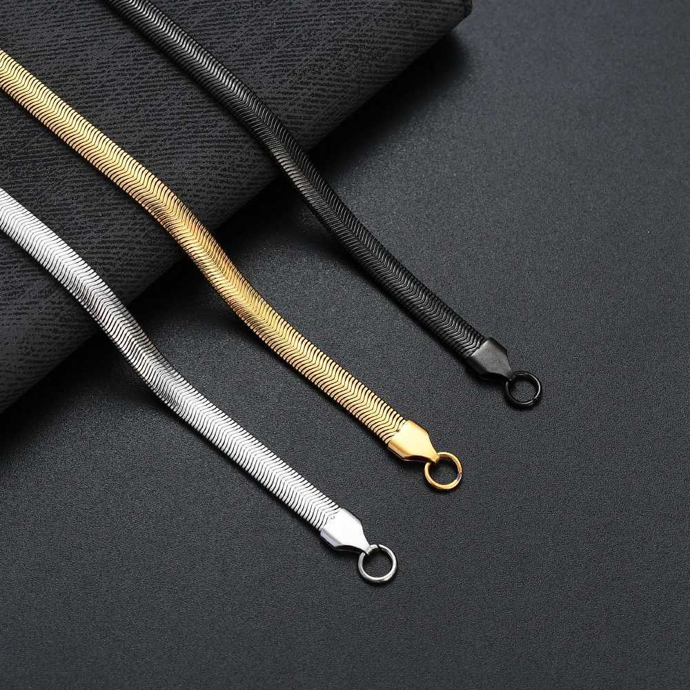 New Arrival 6MM 316L Stainless Steel Flat Snake Chain Bracelet Fashion Gold Black Color Link Bracelet For Men and WomenX240913