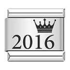 Crown Year Pattern Module Titanium Steel Laser Carving Italian Bracelet Italian Charm Links Stainless Steel Fit 9mm Bracelet Jewelry DIY Making Gifts