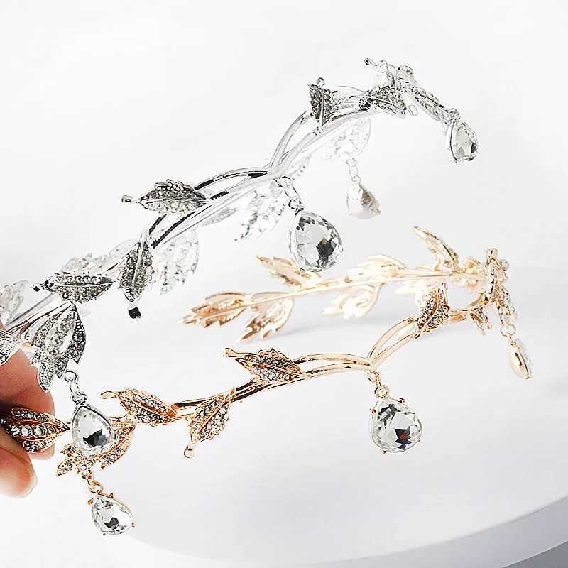 Movie King Round Elves Crown Tiara Women Waterdrop Zircon Headband Bridal Hair Accessories Crown Wedding Headwear GiftsX240913