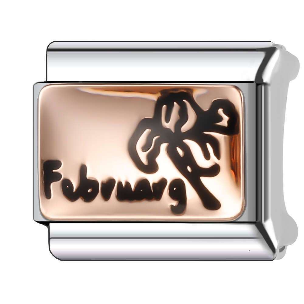 New Women's Gift rose gold flowers Bead Italian Charms Links Bangle Beads Fit 9mm Stainless Steel Bracelet Making DIY For Women Fashion Jewelry