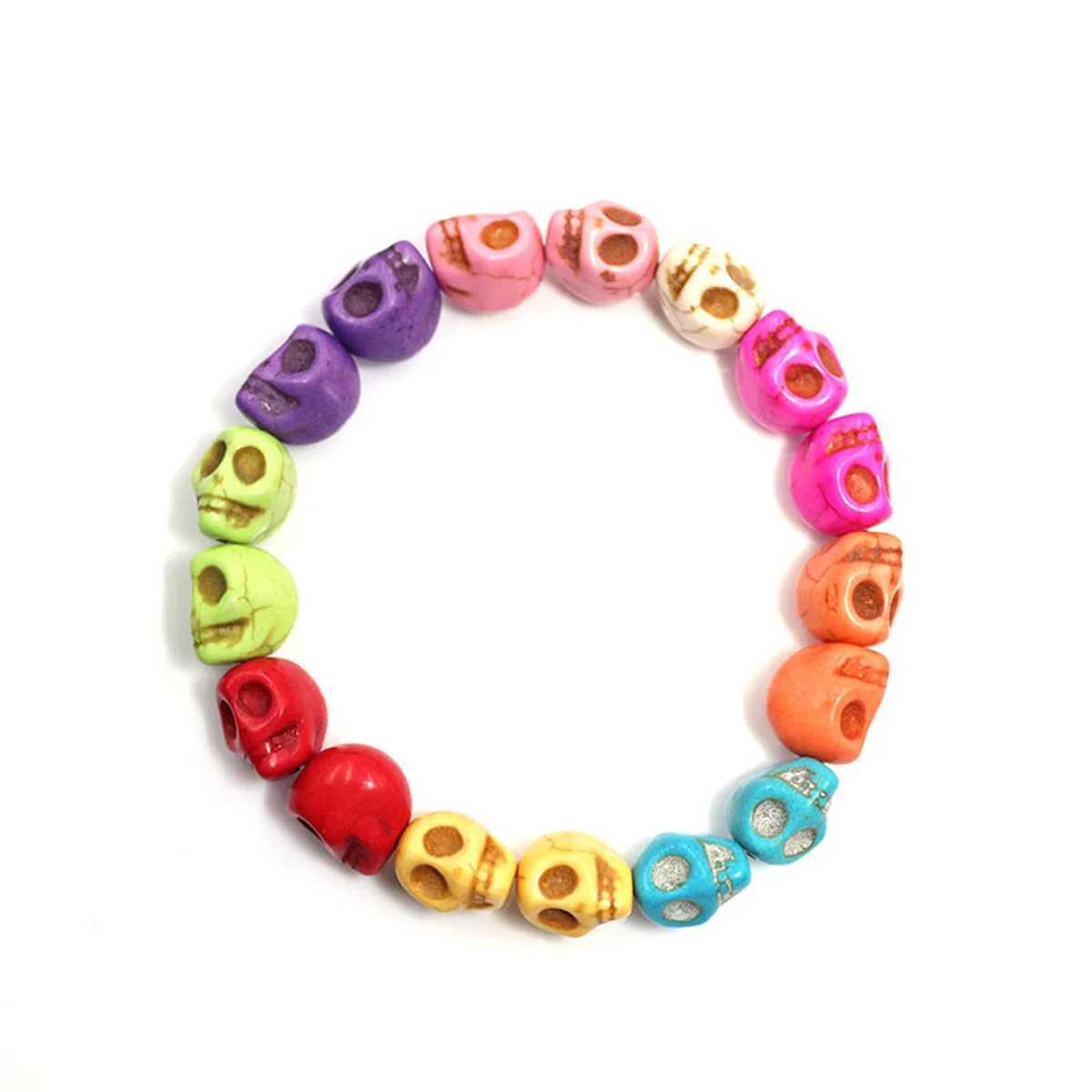 Colorful Skeleton Beaded Bracelet White Black Turquoise Punk Style Gothic Retro Bracelet Couple Hot Girl Daily Jewelry Wholesale W240913