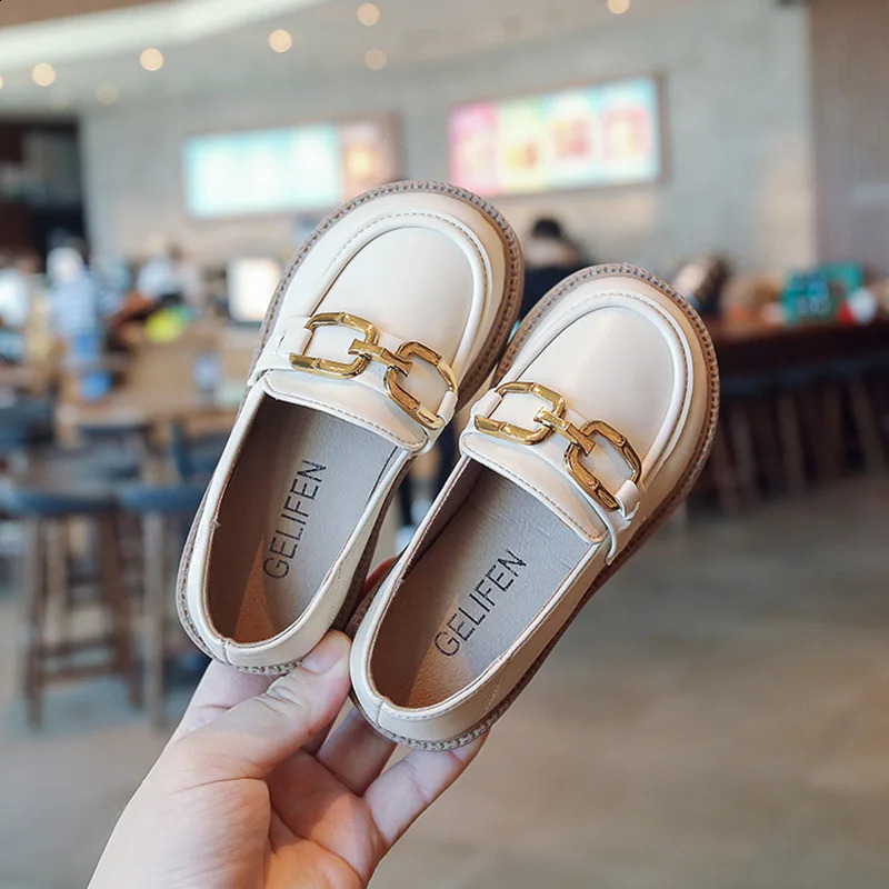 Children Girls Leather Shoes Spring and Autumn Simple Slip-on Round-toe School Shoes Loafers Flats Moccasins Classic Formal 240913