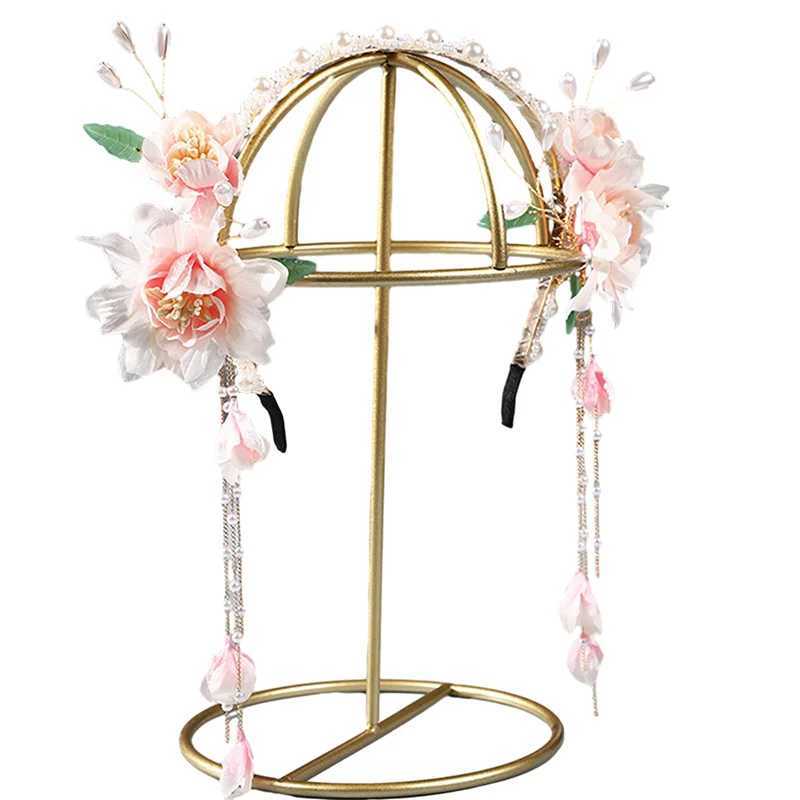 Flower Pearl Headbands Wedding Hair Accessories For Women Pink/blue Color Floral Fringe Hair Hoop Bride Chinese Head JewelryX240913