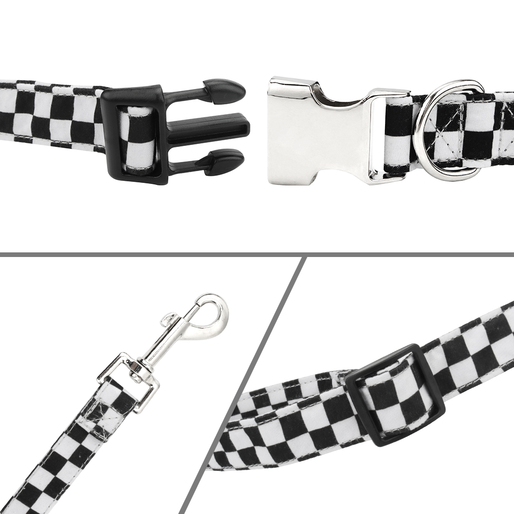 Dog Collar Adjustable Soft Comfortable for Small Medium Large Dogs Cats Outdoor Walking Running Checker Pattern Dog Accessories