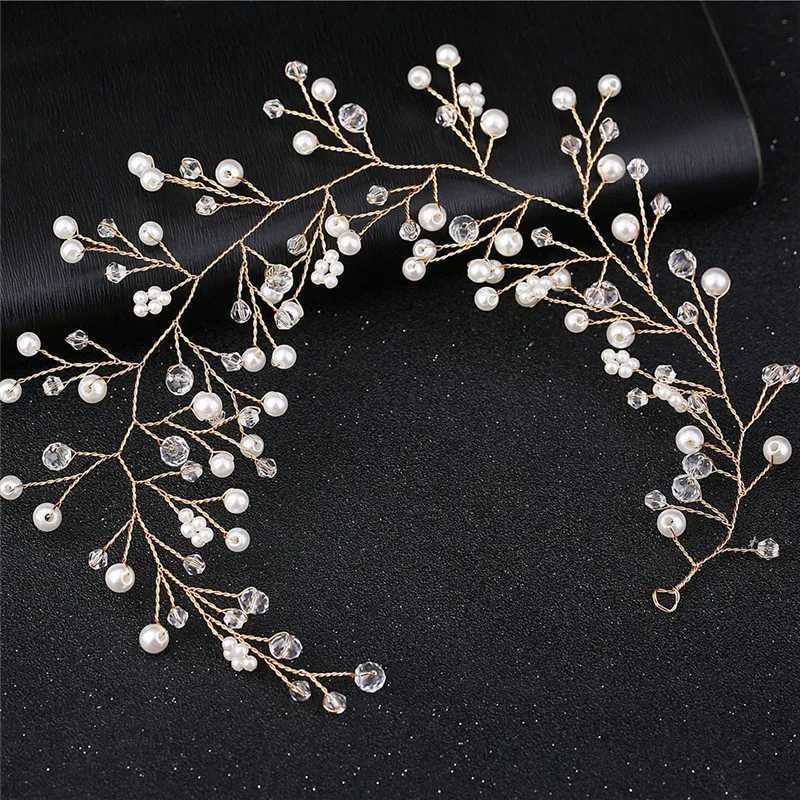 Simulated Pearl Bride Wedding Headpieces Hair Jewelry Crystal Headband Tiara Bride Hair AccessorieX240913