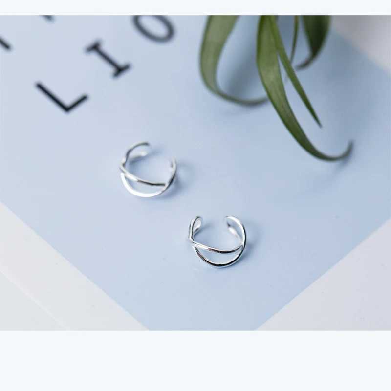 MloveAcc 100% 925 Sterling Silver Hollow Twist Ear Cuff Clip on Earrings for Women Girl without Piercing Earings JewelryX240913