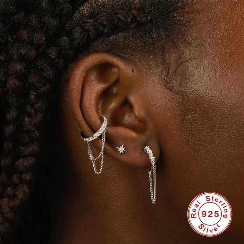 BOAKO Real 925 Sterling Silver 2021 Trend Earring For Women 1Pc Double Tassel Ear Clip Piercing Boucle Oreille FemmelX240913