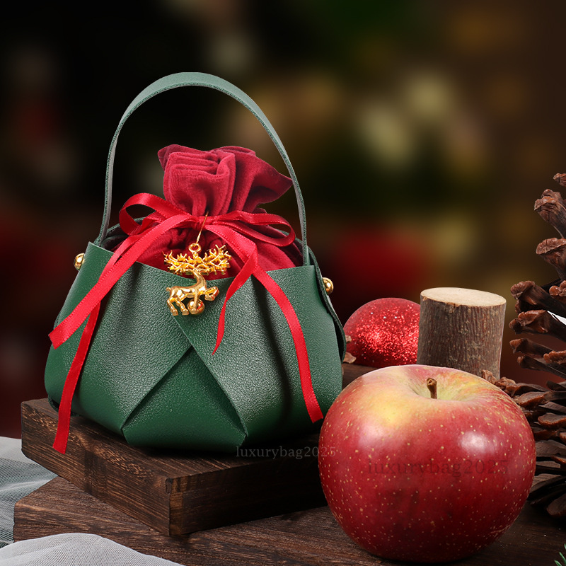2025 Christmas Gift Children Bag Christmas Gift bag Diy leather flannelette Candy Apple bag Snowman Tote bag Chrismas Decorations Navidad Arboles (5pc