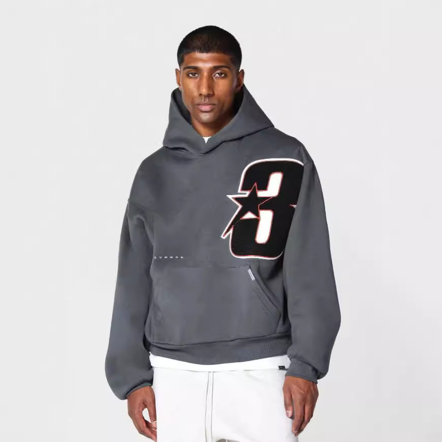 Men's Hoodies Number Star print Hoodie Oversized and Casual Sweatshirts for Fall/Winter
