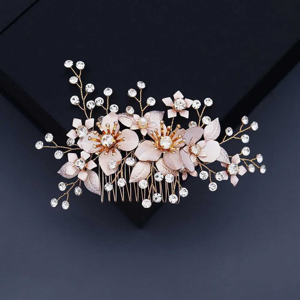 Bride Hair Combs Wedding Hair Clips Fashion Crystal Flower Headdress Hairpin for Diadem Pearls Headpiece Barrettes Girls JewelryX240913