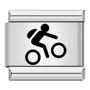 New Sports Pattern Italian Module Titanium Steel Laser Carving DIY Free Splicing Bracelet Fit 9mm Bracelet Jewelry DIY Making Gifts