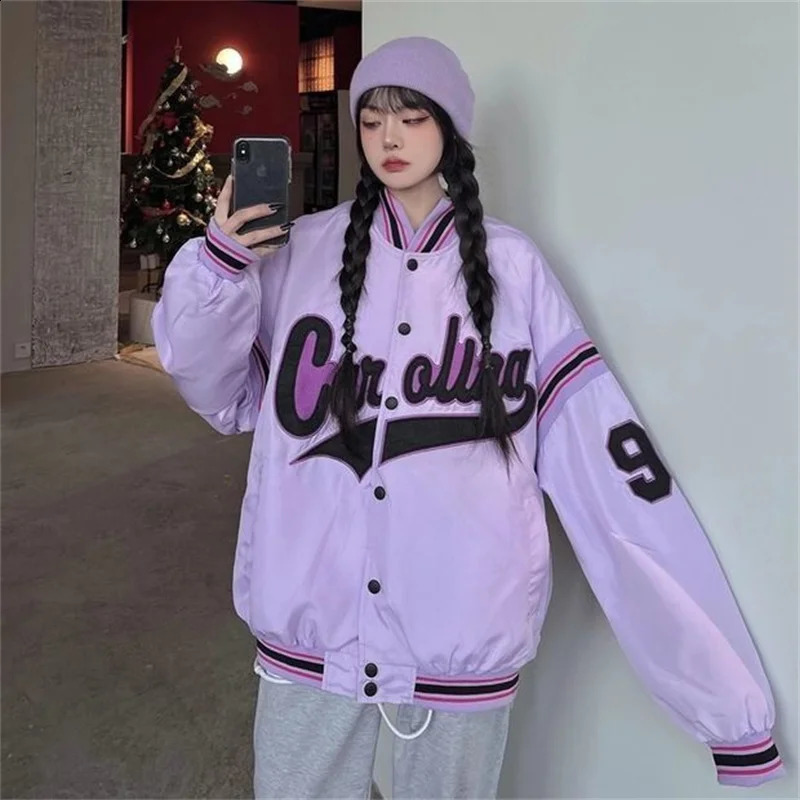 Harajuku Wind Female Coats Spring Autumn Preppy Letter Embroidery Loose Versatile BF Couple Baseball JacketsWomen Tops 240904