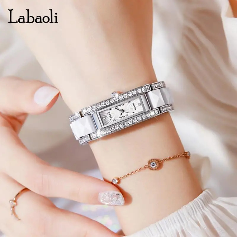 LABAOLI Rectangle y n Womens Watch Rhinestone Creative Dial Top Bracelet 240912
