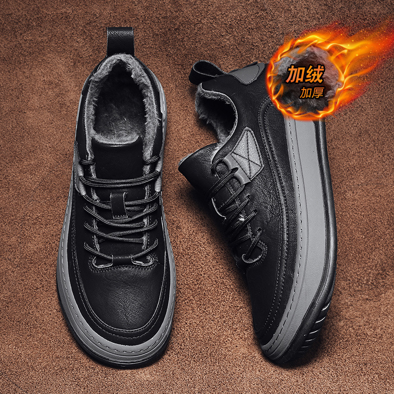 Fashionable trendy outdoor casual board men in autumn and winter, new cotton shoes for students with plush insulation, sports sneakers