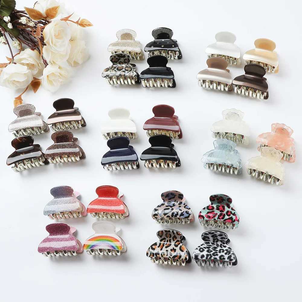 4PCS/Set 4CM Acrylic Flower Hair Claw Clip Women Girls Shinny Hairpin Barrette Small Hair Crab Clamps Hairgrip Hair AccessoriesX240912