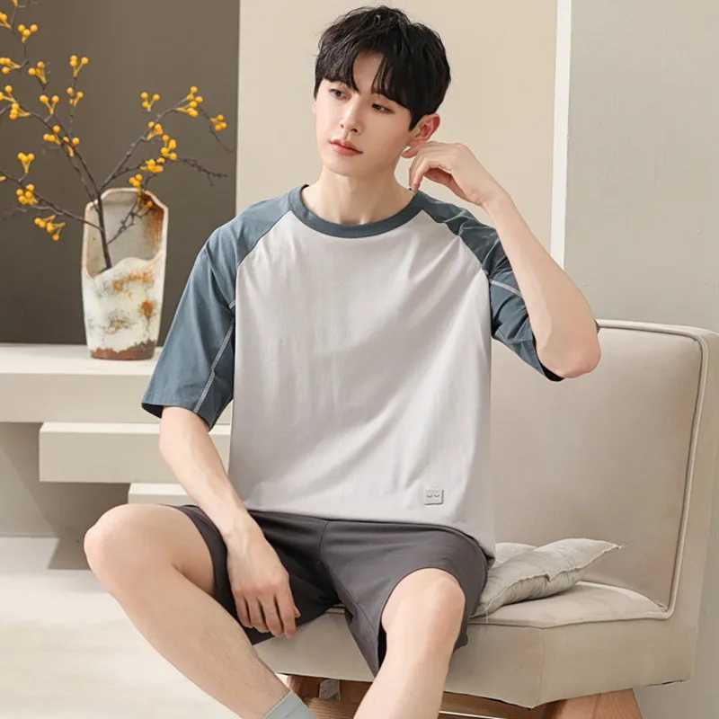 Two-Piece Summer Thin Modal Pajamas Mens Short-Sleeved Shorts Ice Silk Sense Homewear Suit Big Size L-4XL Sleepwear lounge set Y240913