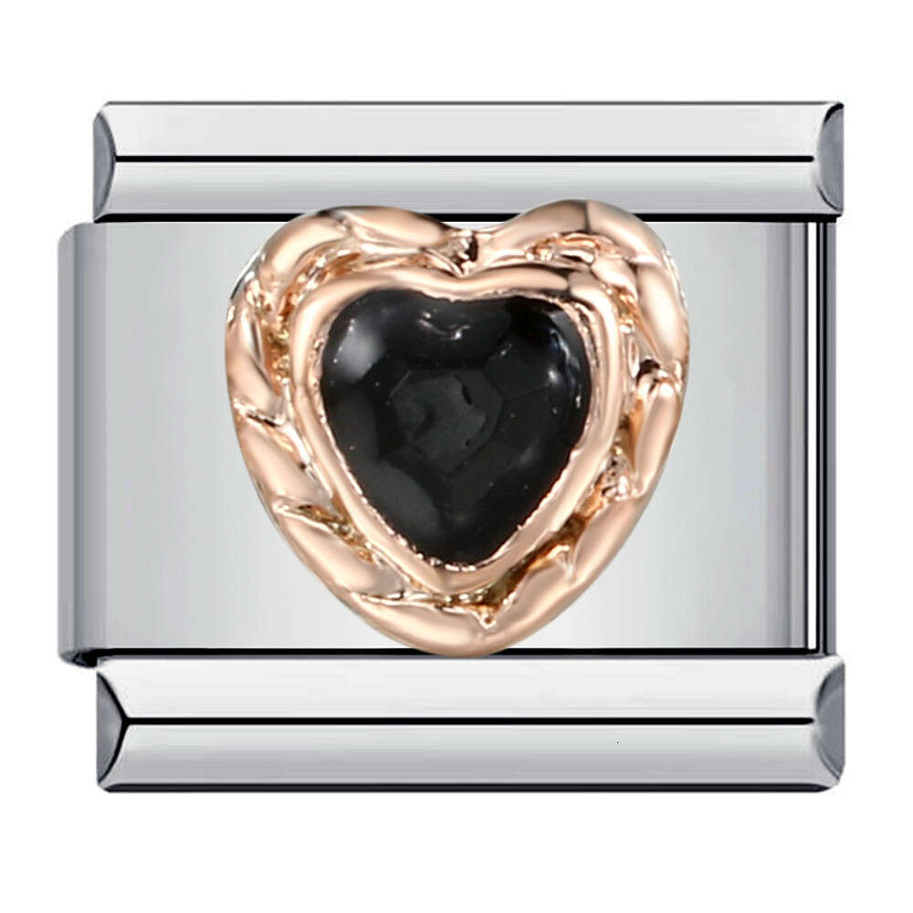 New Micro Inlaid Color Zircon Beads Bracelet Titanium Steel Gold Plated DIY Italian Charm Links Stainless Steel Fit 9mm Bracelet Jewelry DIY Making Gi