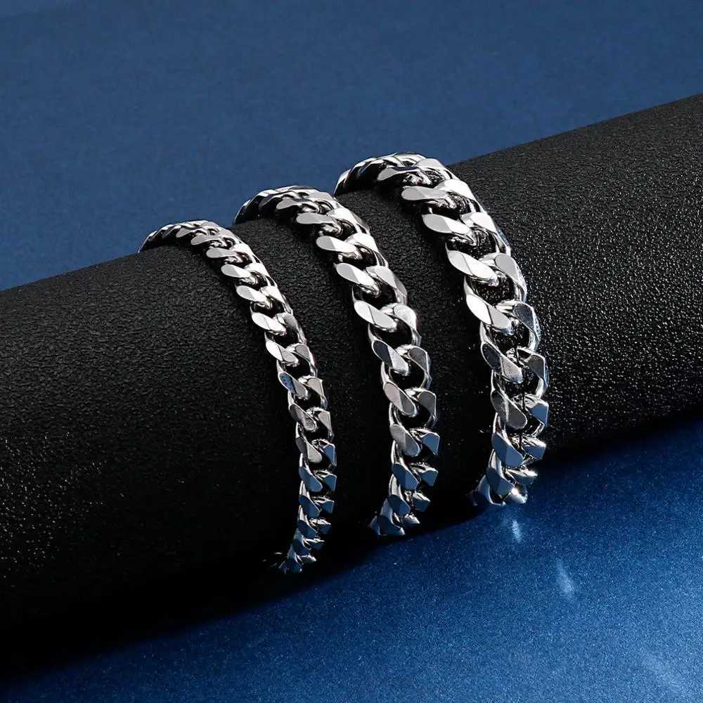 7/8/9/10mm Width Stainless Steel Cuban Bracelet Men Boy Kids S Classic link Chain Bracelet For Men Women Jewelry Gift WholesaleX240913