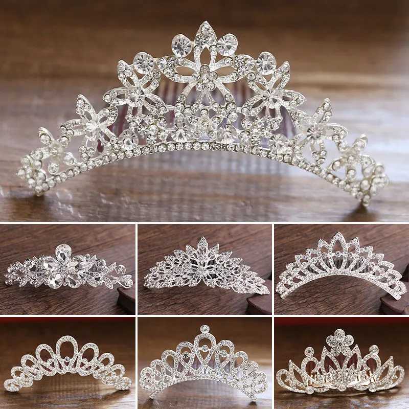 Kids Mini Crowns Hair Comb Crystal Rhinestone Pearl Heart Flower Tiaras Comb Hairpin Wedding Bridal Princess Crown Hair JewelryX240913