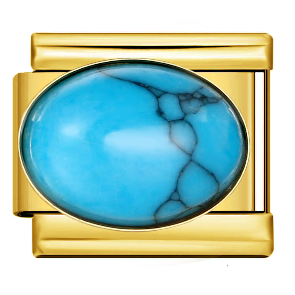 Stainless Steel Welding Elliptical Colored Stone DIY Elastic Bracelet Accessories Italian Charm Links Stainless Steel Fit 9mm Bracelet Jewelry DIY Mak