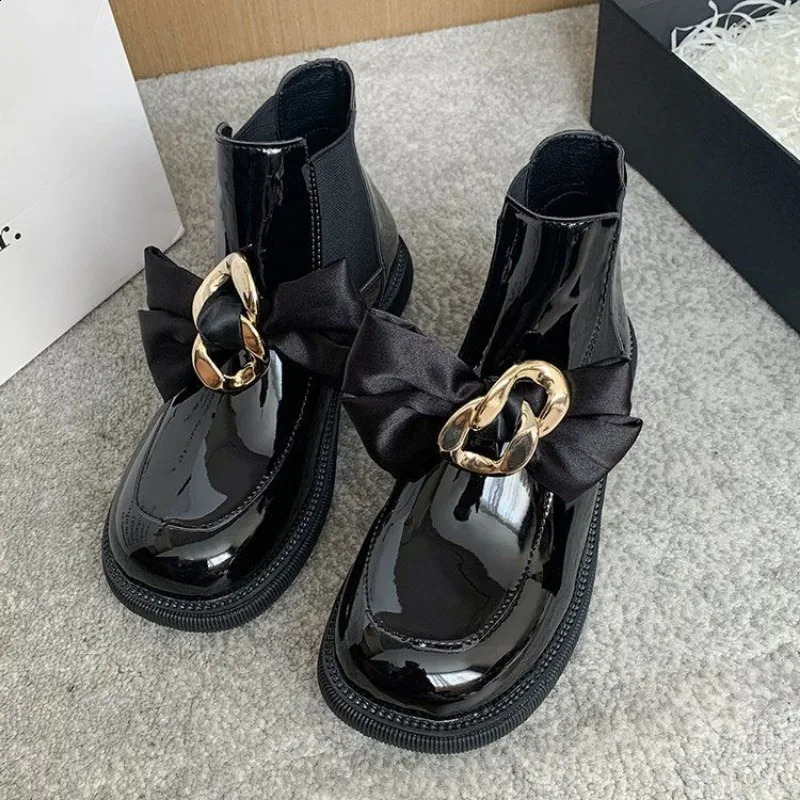 Cute Short Shoes for Women Sock Leather Kawaii Black Footwear Elegant with Medium Heels Female Ankle Boots Booties Work Y2k 241010