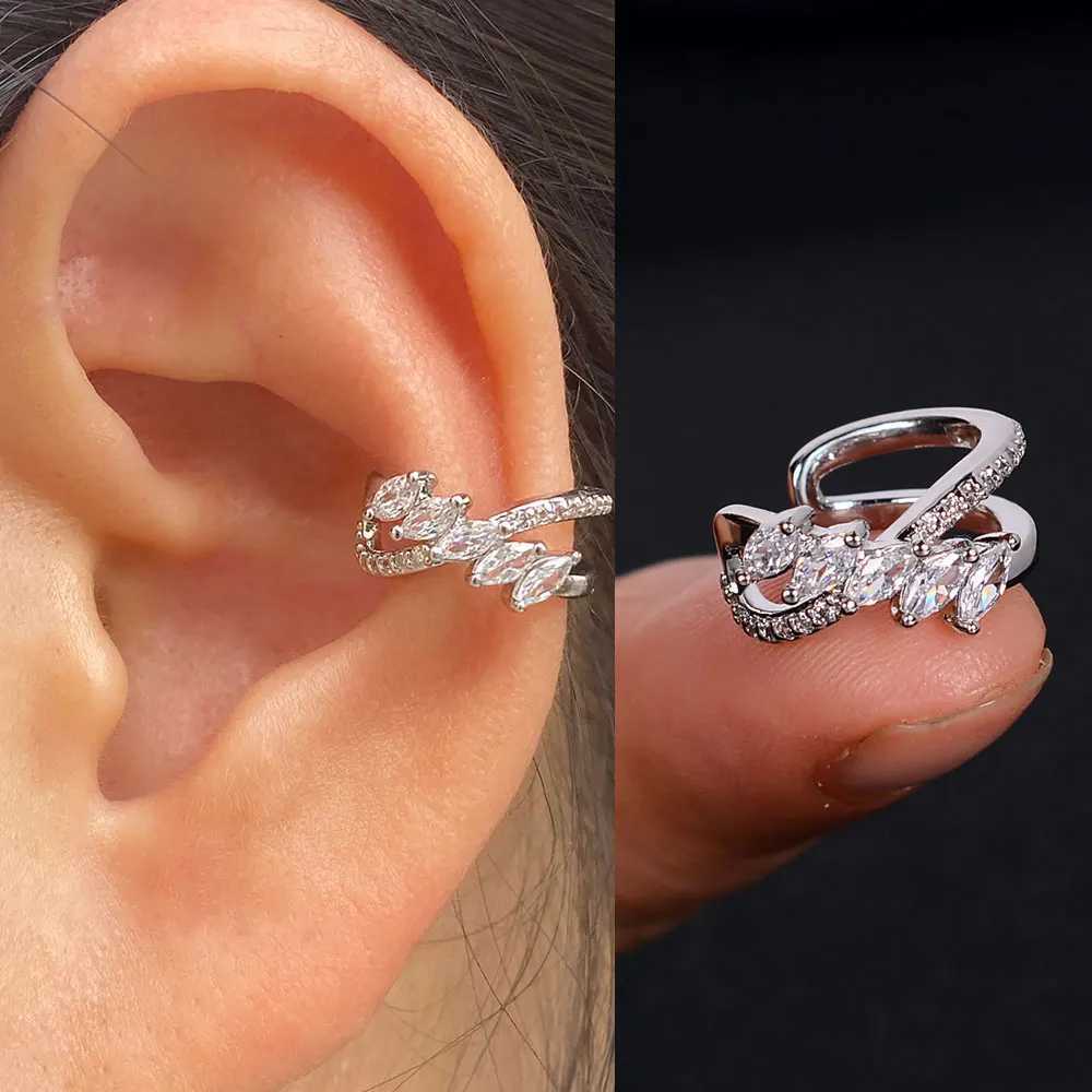 1Pcs Fashion Shiny Zircon Ear Cuff Gold Silver Color Clip On Earrings For Women Without Piercing Jewelry Boucle doreilleX240913