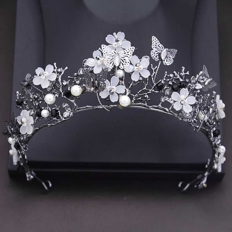 Princess Flower Wedding Crown Rhinestone imitation Pearls Butterfly Tiaras Hairband Bridal Prom Hair Jewelry Bride AccessoriesX240913