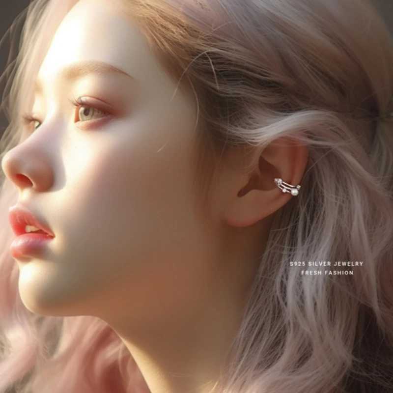 Real 925 Sterling Silver Openwork Shell Zircon No Ear Piercing Earrings Gift for Women Party Fine Jewelry GiftX240913