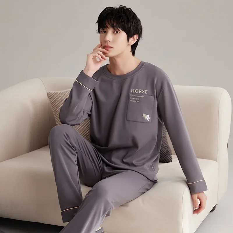 New in Mens Pajamas Set Autumn Winter Cotton Casual Sleepwear for sleeping Elegant Male Big Size Pyjamas Nightwear Home Clothes Y240913
