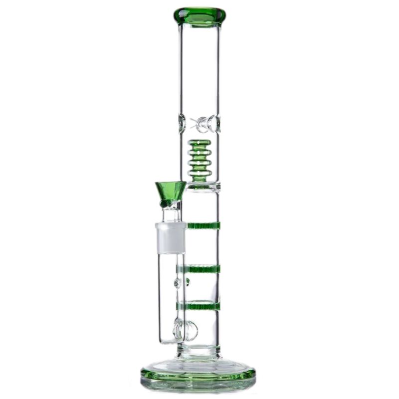 Elegant 18 Inch Triple Honey Comb Perc Glass Bong - Birdcage Showerhead Design Hookah with Oil Rig Compatibility (18mm)