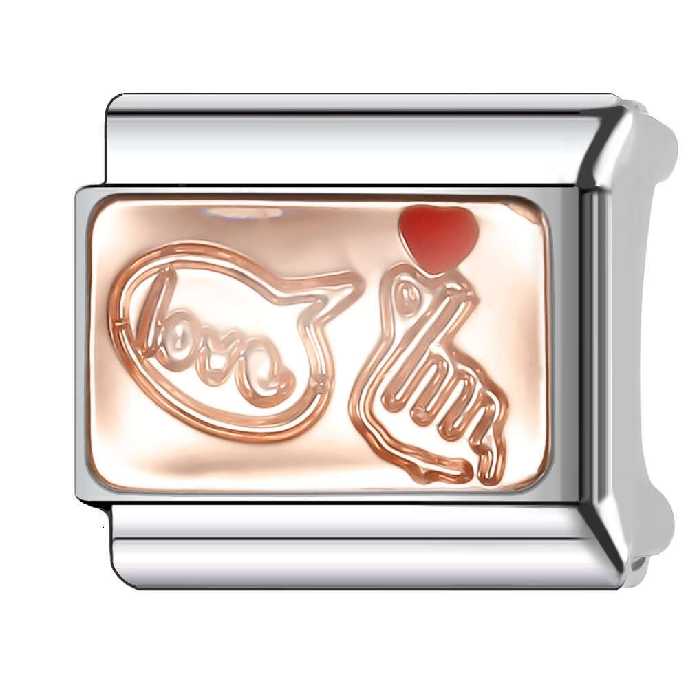 2024 New Women's Gift Cute Heart Diamonds Italian Charms Links Beads Fit 9Mm Stainless Steel Bracelet DIY Making Jewelry