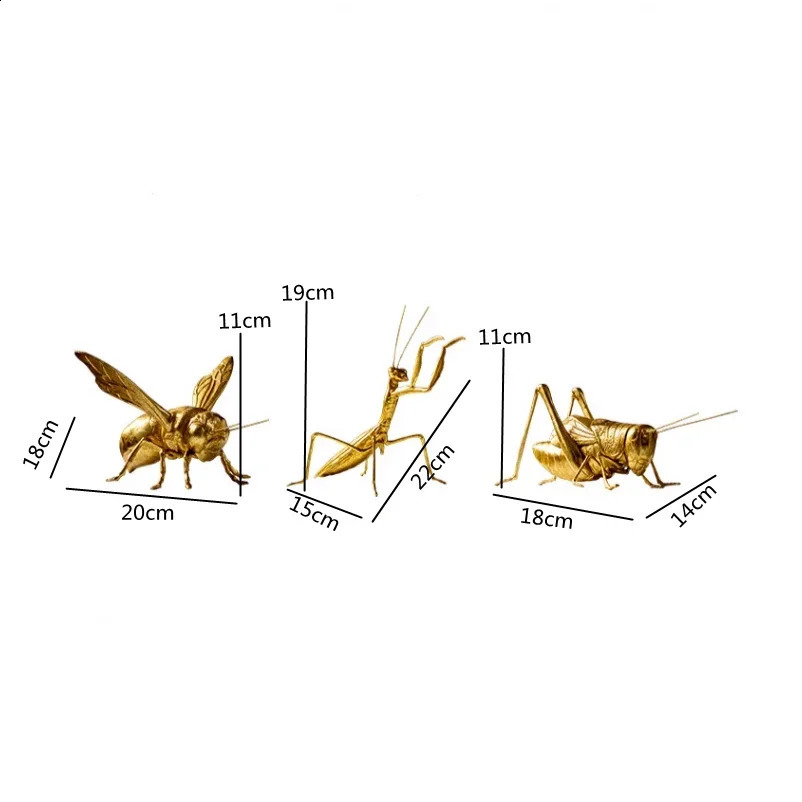 Golden Insects Simulated Small Animal Sculptures of Bees Crickets and Mantis Resin Home and Living Room Decoration Crafts 240905