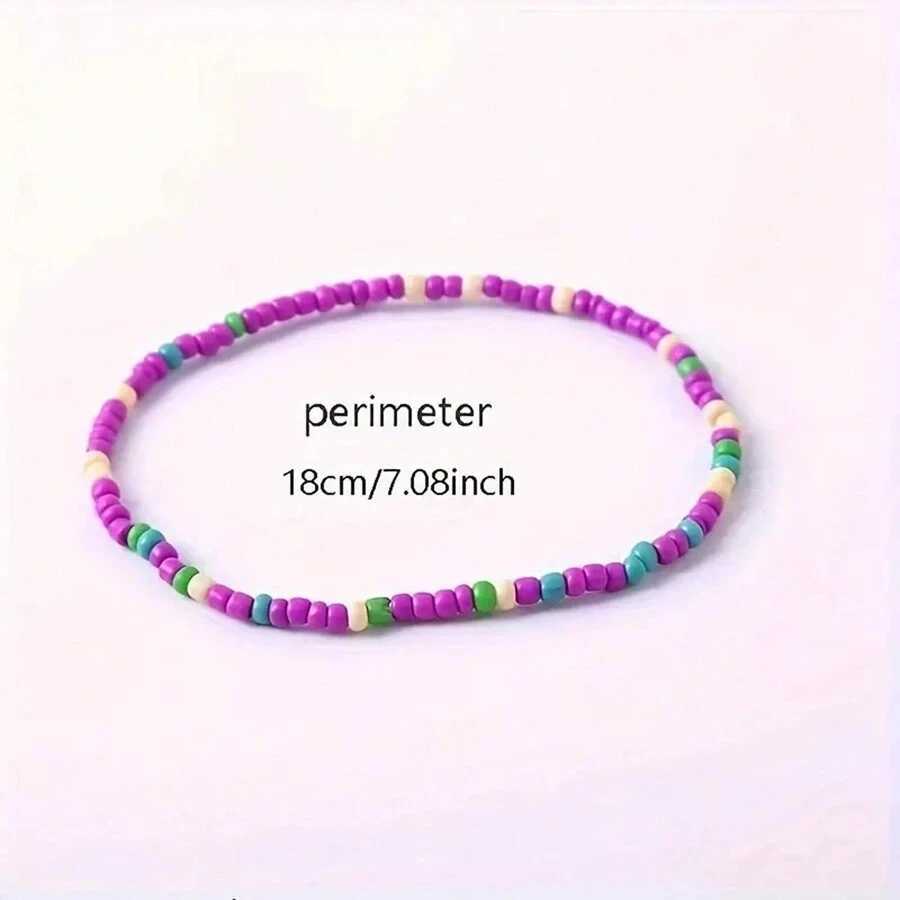 17 pieces/set random Bohemian vacation colored bead stacking bracelet handmade glass bead jewelry W240913