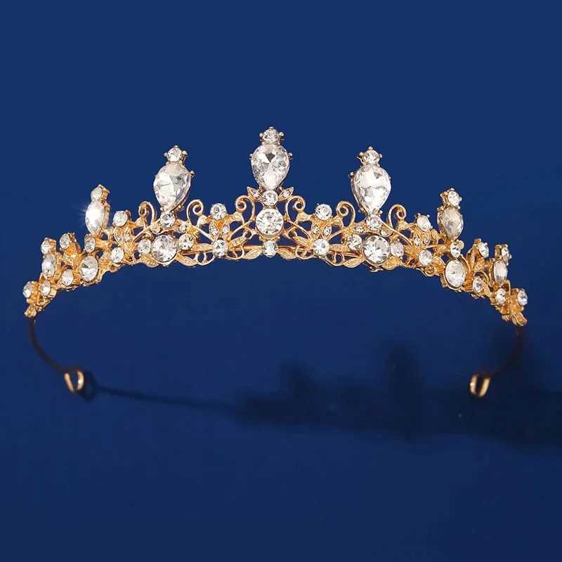 Blue Green Red Crystal Baroque Crown Headbands Princess Bridal Tiaras For Girls Diadem Women Wedding Hair AccessoriesX240913