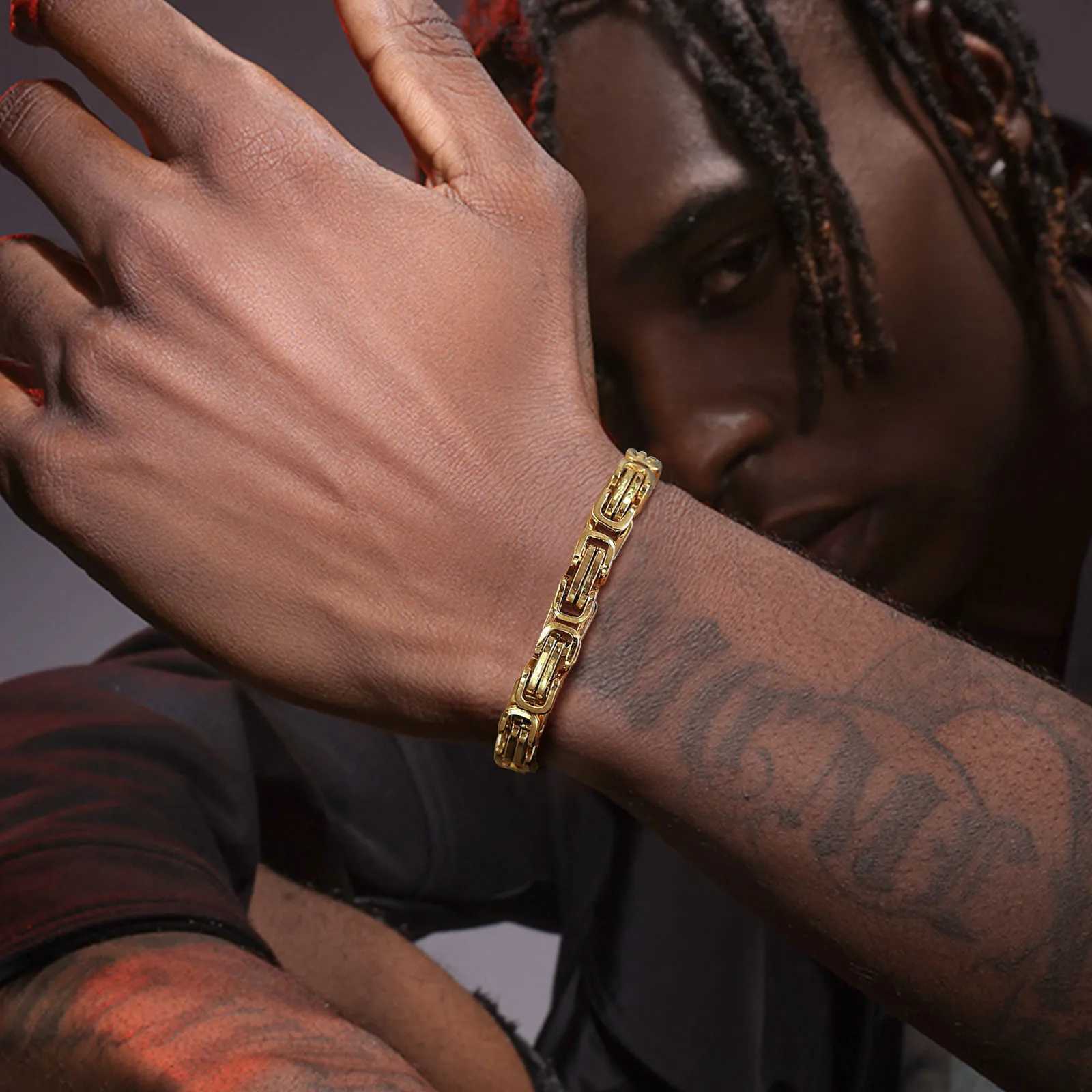 Mens Byzantine Chain Bracelet for Boys 4/5/6/8MM Wide Stainless Steel Link WristbandGifts for HimX240913