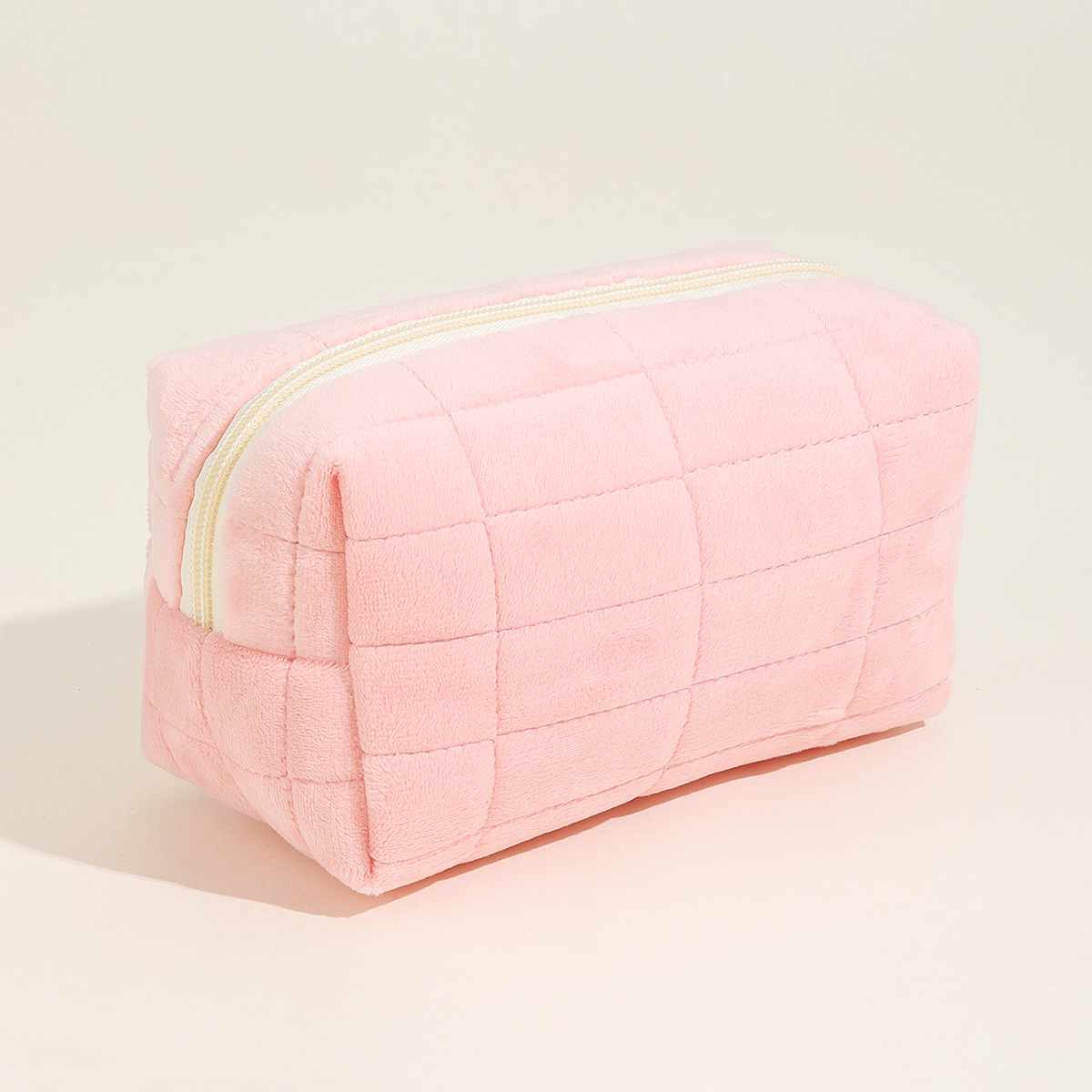 Makeup bag Solid color makeup bag travel storage bag portable large capacity checkered stitching cute and high beauty pillow bag pencil case