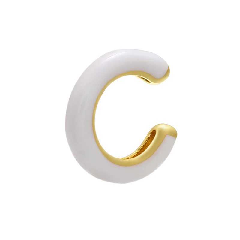 ZHUKOU 1 piece C shape Enamel Ear cuffs for women/men 2020 NEW popular Clip-on earrings fake piercing earring Jewelry VE273X240913