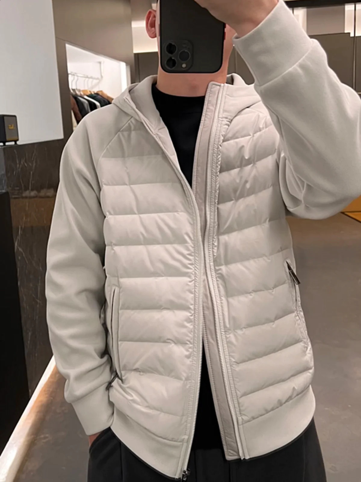 autumn and winter lightweight mens hoodie mens jacket windproof and warm wild casual jacket 240909