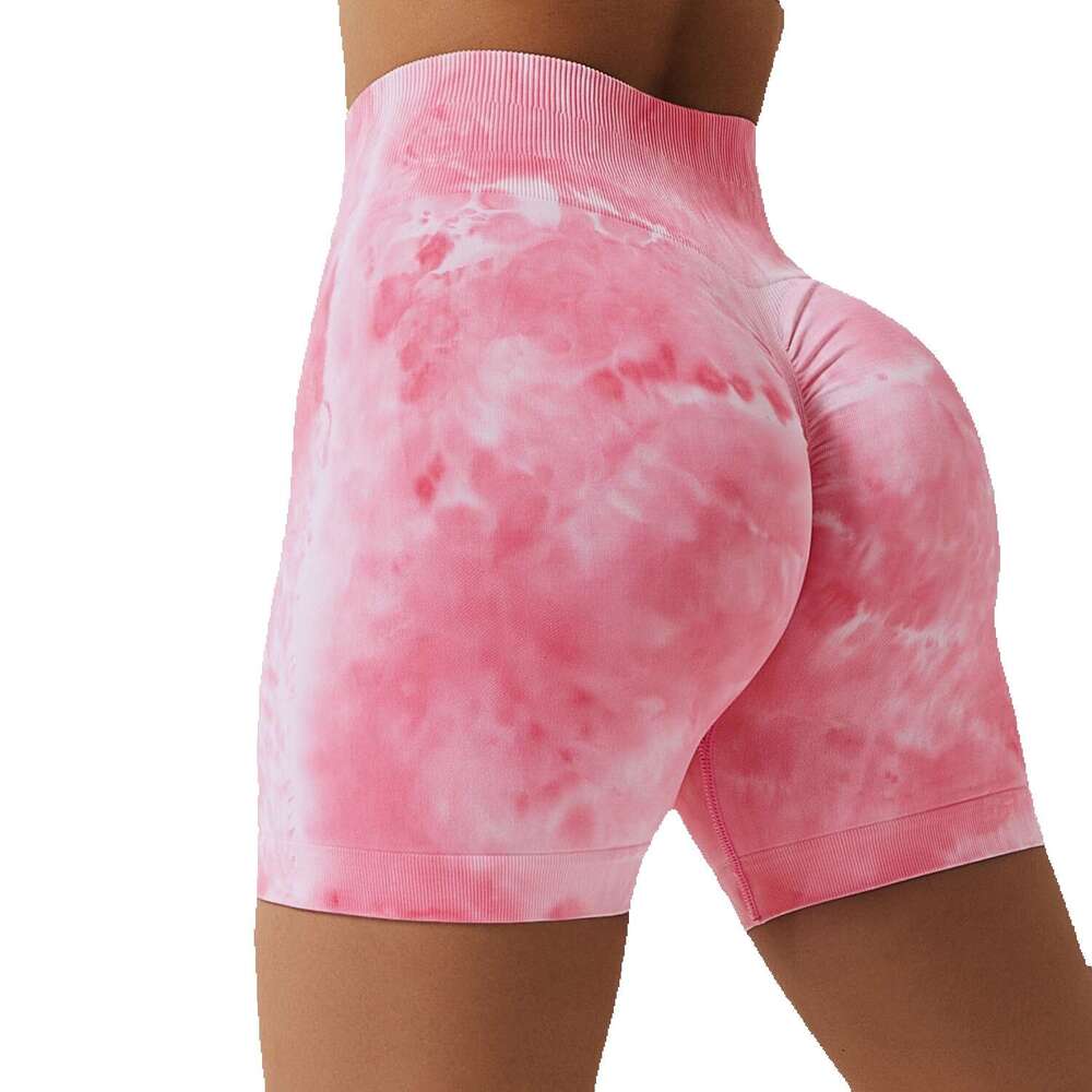 Spring Tie Dyed Seamless Womens Sports and Fitness Shorts High Waist Lifting Hip Tight Yoga Pants 6924 Yoga Jackets for Women Full Zip