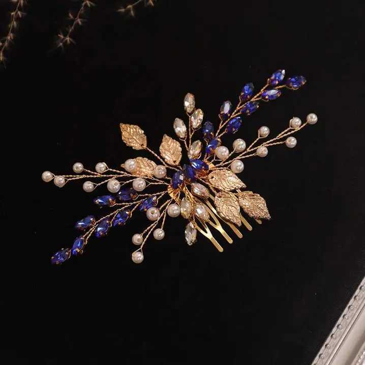Luxury Blue Flower Hair Combs Hair Vine Headdress Bridal Wedding Hair Accessories Rhinestone Hair Jewelry Hair PinsX240913