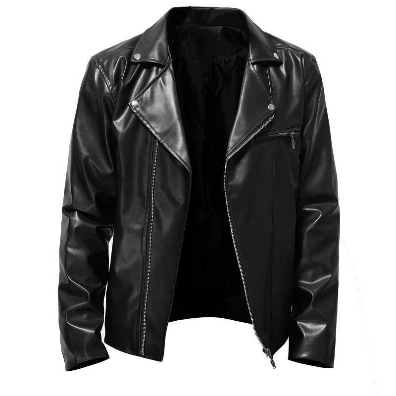 Spring Autumn Fashion Men Streetwear Black PU Leather Jacket Mens Zipper Hip Hop Coat Male Motorcycle Faux Leather JacketsX240913
