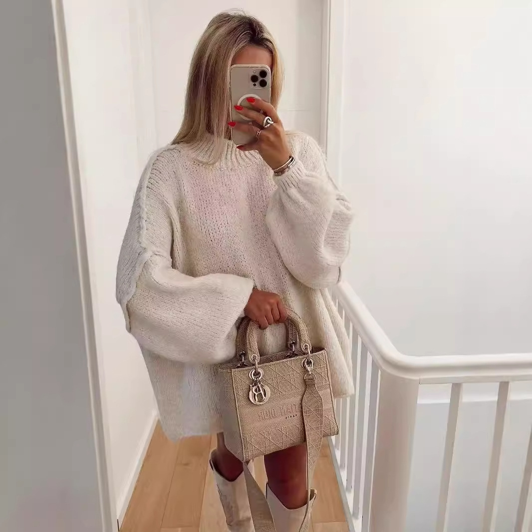 2024 women's autumn and winter simple new style temperament thin round neck knitted pullover sweater