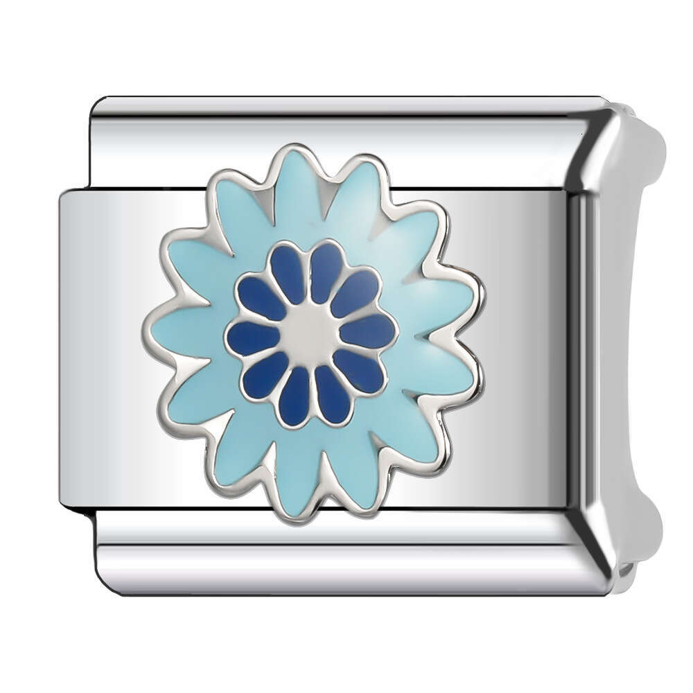 New Women's Gift flower Bead Italian Charms Links Bangle Beads Fit 9mm Stainless Steel Bracelet Making DIY For Women Fashion Jewelry