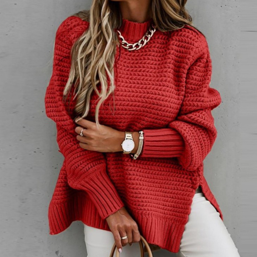 2024 autumn winter loose and lazy style long sleeved pullover knitted sweater for women