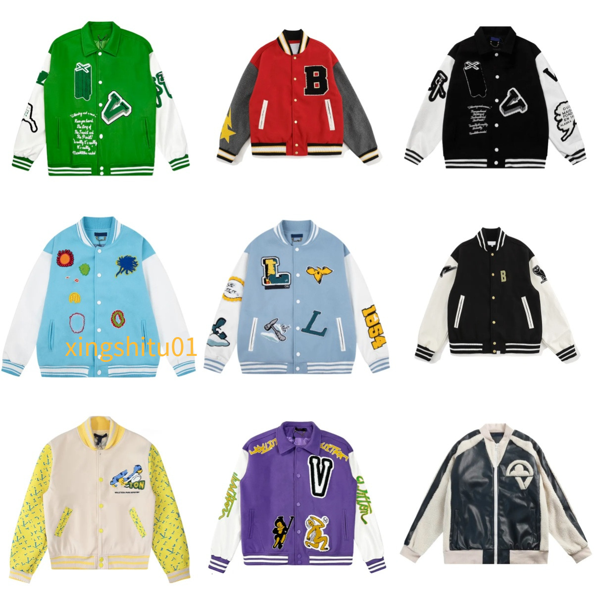 2024 famous Designer Mens Varsity Jacket Baseball Outerwear Coat Wool Fleece Flocking Leather Jackets Embroiderd Single Breasted Couples Uniform